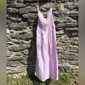 J.Crew Strapless smocked linen in lavender pink size S/M